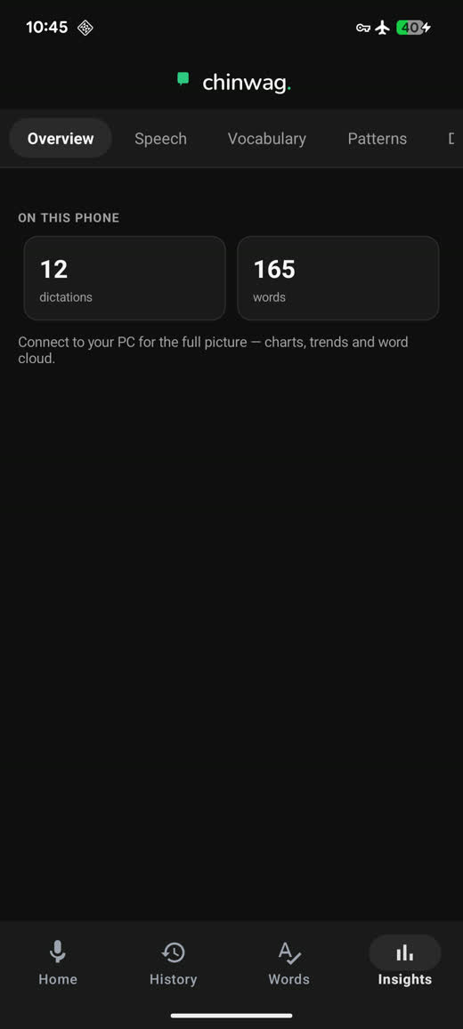 On-device dictation stats
