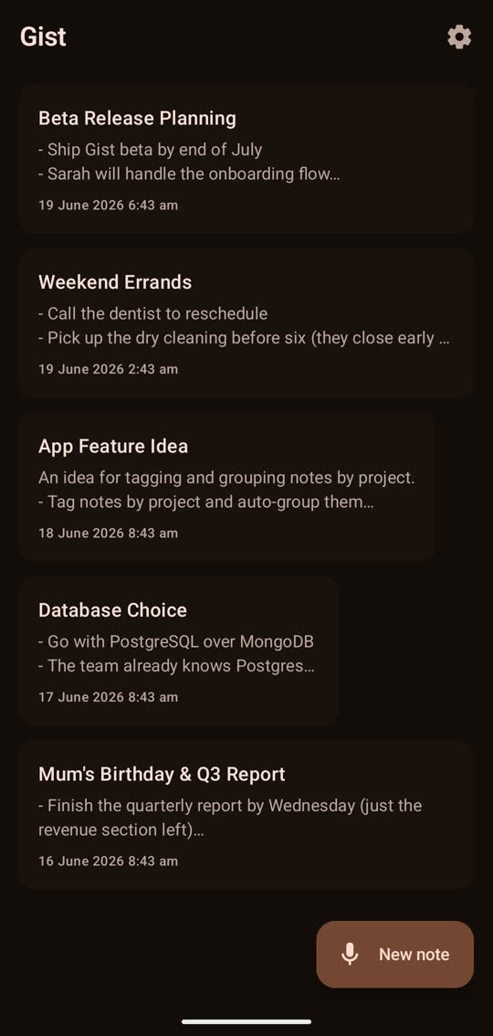 Your notes list